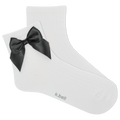 White sock with a black bow on a white background, featuring the brand 'k.bell'.