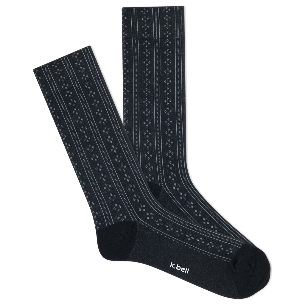 Women's pointelle crew socks in black color 