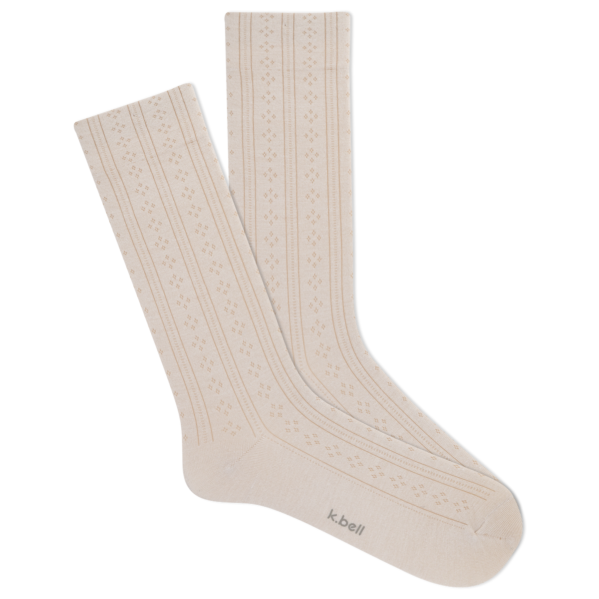 Women's pointelle crew socks in ivory color 
