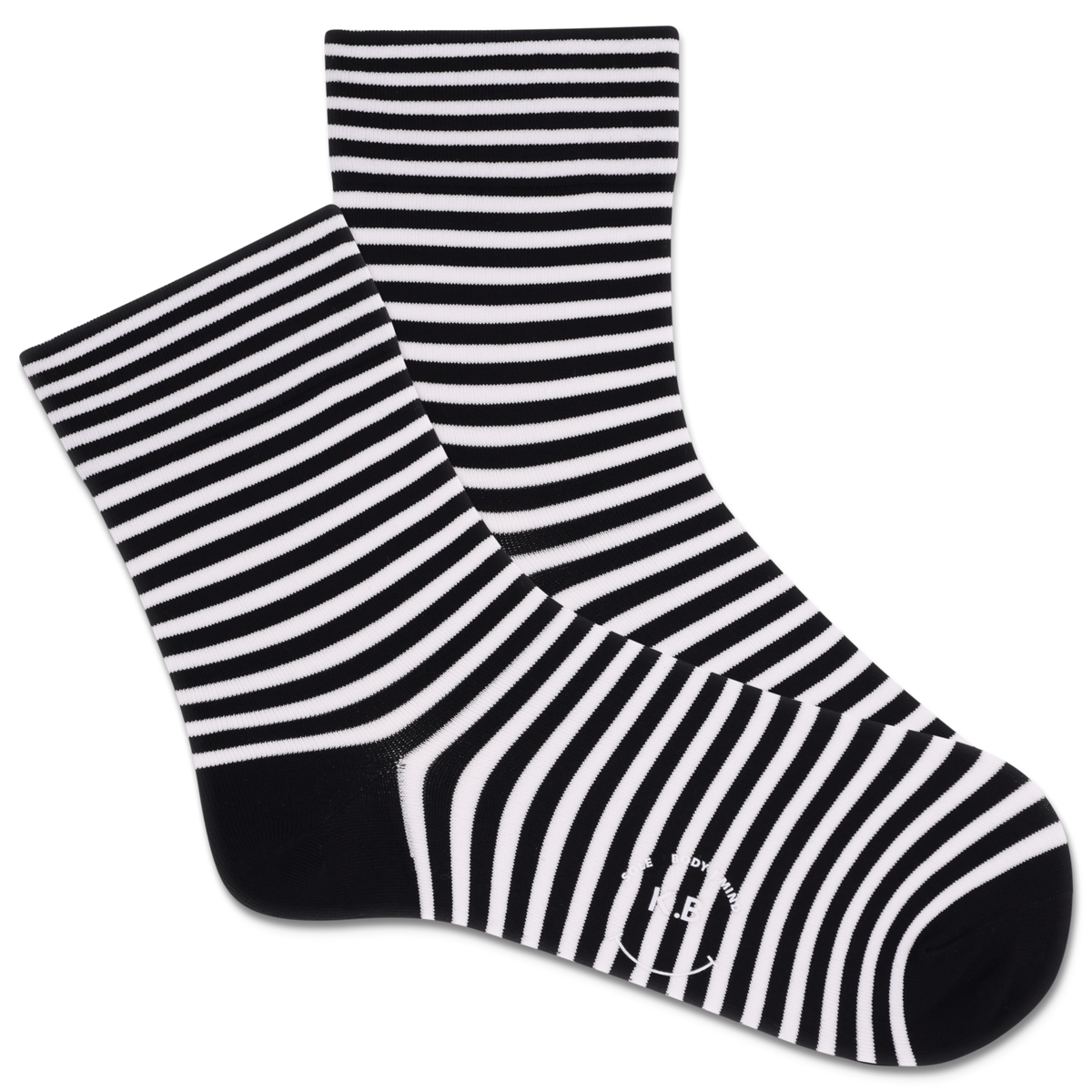 A pair of K.Bell women's pink striped microfiber crew socks