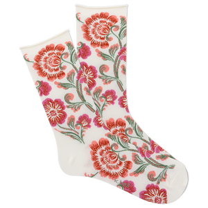 Floral patterned socks on a white background