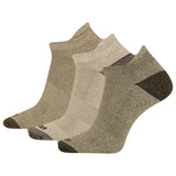 Set of three pairs of brown socks with black toes and heels on a white background thumbnail