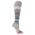 Dr. Scholl's women's compression socks featuring a gray, blue and pink striped pattern.