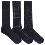 Chaps Men's Dashed Windowpane Dress Crew Socks 3 Pair