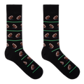 HOTSOX men's black crew socks with a repeat football pattern.