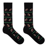 HOTSOX men's black crew socks with a repeat football pattern. thumbnail