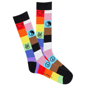 K.Bell Men's Rainbow Patches Active Crew Sock